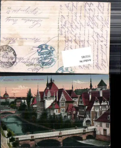 715785 Straßburg Strasbourg Elsass Höhere Töchterschule Feldpost Schwelm