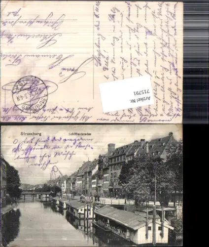 715791 Straßburg Strasbourg Elsass Schiffleutstaden Feldpost Schwelm