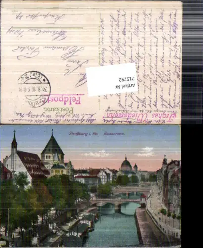715792 Straßburg Strasbourg Elsass Illpanorama Feldpost Schwelm