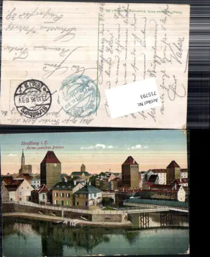 715793 Straßburg Strasbourg Elsass An den gedeckten Brücken Feldpost Schwelm