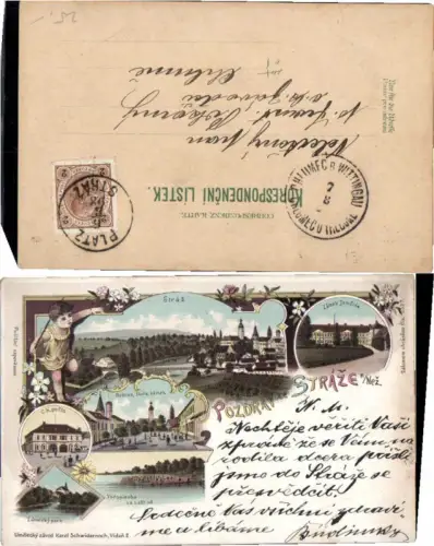 71961,Litho Pozdrav z Straze Straz Platz n Nezarkou Neuhaus