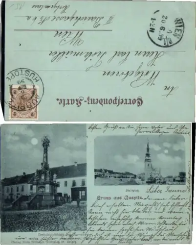 71970,Mond Litho Gruß aus Auspitz b. Breclav Lundenburg