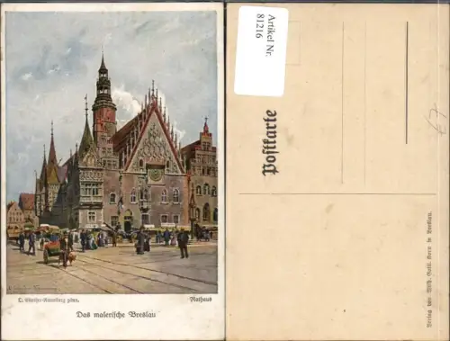 81216,Das malerische Breslau Rathaus Künstlerkarte D. Günther Naumburg
