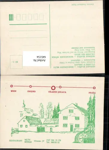 Reklame AK Vilanec Mühle Mlyn Restaurant b. Iglau Znaim Znojmo Jihlava