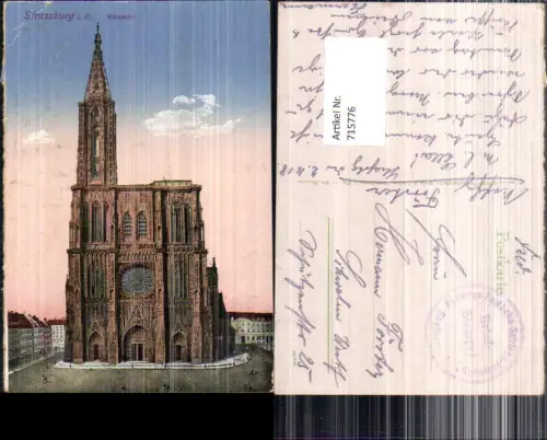 Straßburg Strasbourg Elsass Münster Feldpost Festungs Feldbahn n. Schwelm