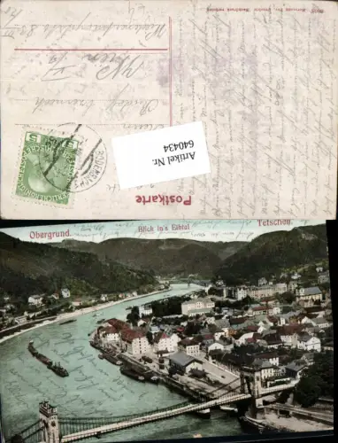 Tetschen Bodenbach an der Elbe Böhmen Decin Obergrund Elbtal Brücke pub Poy 6808