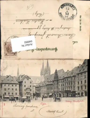 tolle AK Eger Cheb Unterer Marktplatz Wilhelm Müller Geschäft Böhmen pub Poy 403