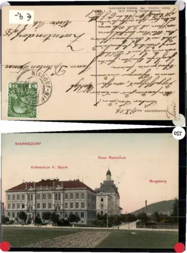 Warnsdorf Neue Realschule Burgsberg Volksschule Handkol. AK seibt 5136
