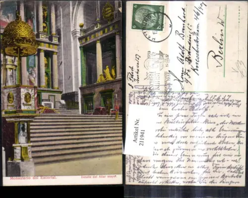 211941,Monasterio del Escorial Detalle del Altar mayor Kirche Innenansicht pub Purger e Co 3742