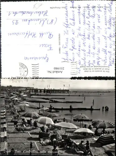 211980,Grada Festa d'ambrelloni sulla spiaggia Strand Badestrand
