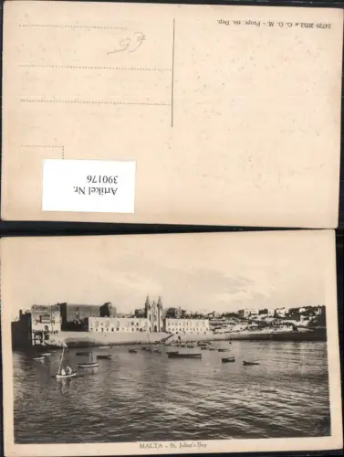 390176,Europe Malta St. Julians Bay Teilansicht Kirche Boote