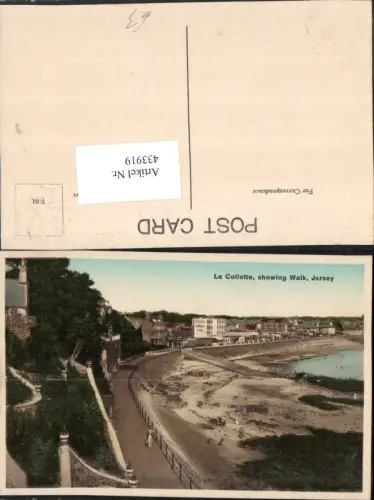 433919,Kanalinsel Jersey La Collette showing Walk Teilansicht Strand