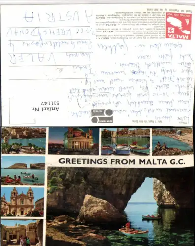 511147,Malta Teilansicht Kirche Strand Boote Mehrbildkarte