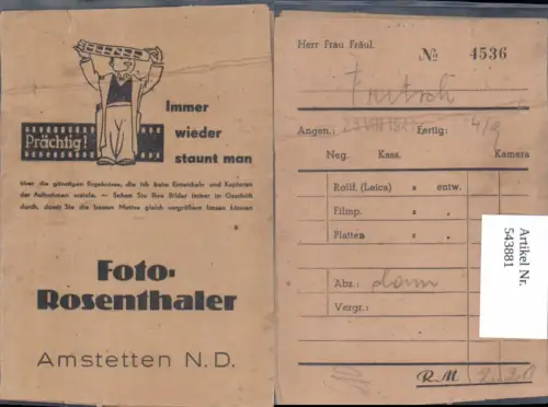 543881,toller Reklame Artikel Amstetten Foto-Rosenthaler m. ca. 15 DIAS