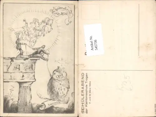 545736,seltene Künstler AK Studentica 1924 Trogen Schülerabend Appenzell Mittelland Ausserrhoden