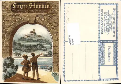 572491,tolle Reklame AK Linzer Schnitten Gerhardinger Pöstlingberg Linz