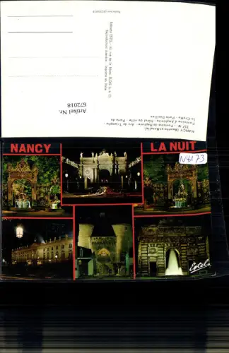 672018,Mehrbild Ak Nancy Fontaine de Neptune Arc de Triomphe b. Nacht France