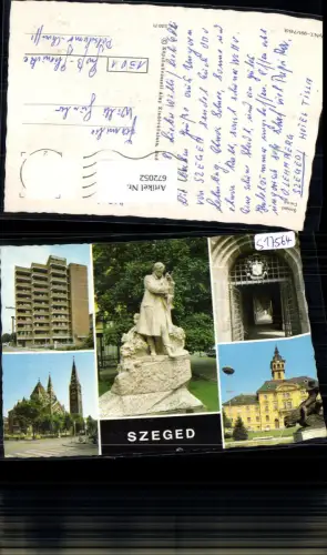 672052,Mehrbild Ak Szeged Statue Kirche