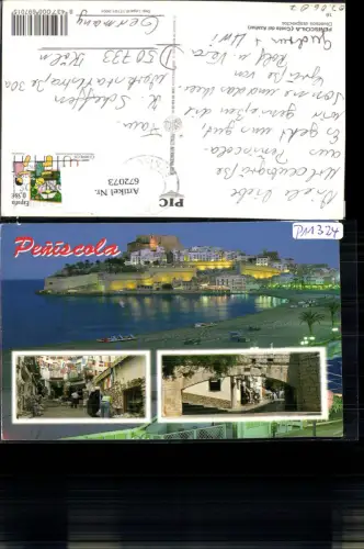 672073,Mehrbild Ak Peniscola Gasse Strand b. Nacht Spain