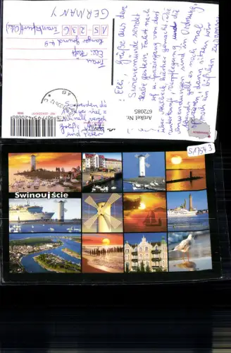 672085,Mehrbild Ak Swinoujscie Leuchtturm Windmühle Schiff Dampfer Swinemünde Usedom