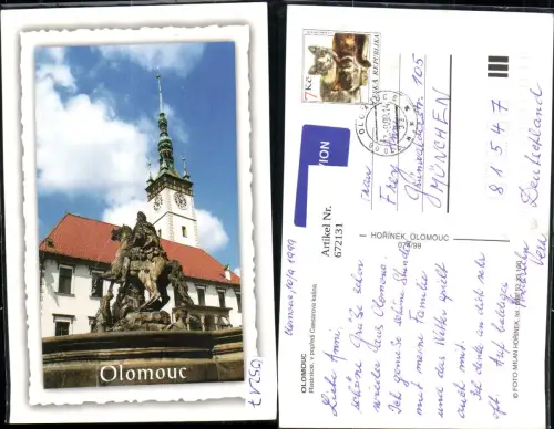 672131,Olomouc Radnice v popredi Caesarova kasna Rathaus Brunnen