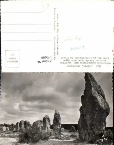 579660,Foto Ak Carnac Morbihan Monuments megalithiques Gesteinsformation