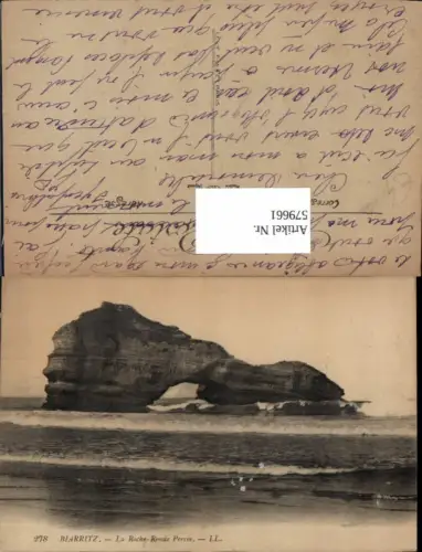 579661,Biarritz La Roche-Ronde Percee Felsen i. Meer Gesteinsformation
