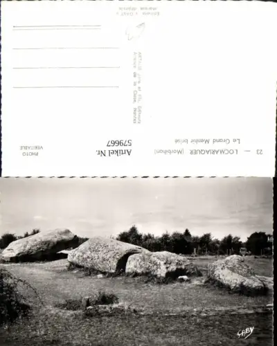 579667,Foto Ak Locmariaquer Morbihan Le Grand Menhir brise Gesteinsformation