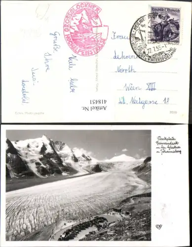 418451,Foto Ak Parkplatz Freiwandeck m. Großglockner u. Johannisberg Gletscher Heiligenblut