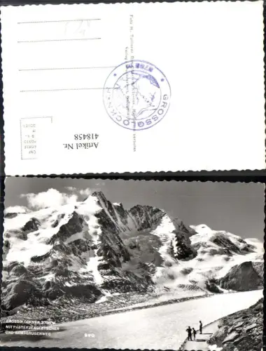 418458,Foto Ak Großglockner m. Pasterzengletscher Gamsgrubenweg Pasterze Gletscher Heiligenblut