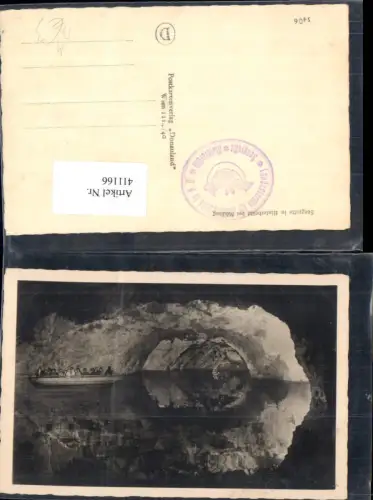 411166,Foto Ak Höhle Grotte Seegrotte Hinterbrühl b. Mödling Boot Ausflugsboot