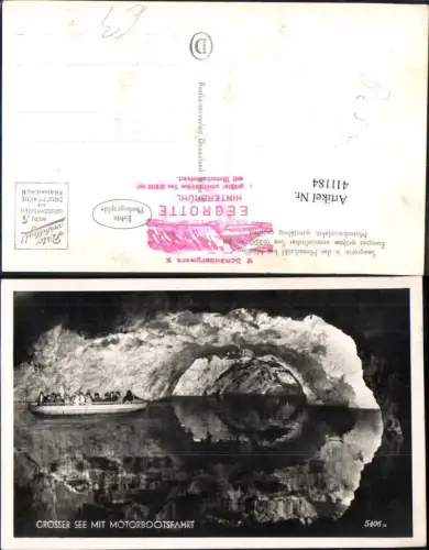 411184,Foto Ak Höhle Grotte Seegrotte Hinterbrühl b. Mödling Motorbootsfahrt Großer See