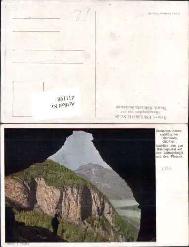 411198,Höhle Grotte Dachstein Rieseneishöhle Obertraun Ausblick Höhlenportal a. Mittagskogel u. Plassen