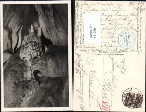 411220,Höhle Grotte Hermannshöhle b. Kirchberg a. Wechsel Die Pickelhaube
