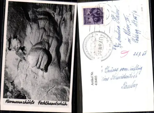 418403,Foto Ak Hermannshöhle Fechthandschuh Kirchberg a. Wechsel Höhle Grotte
