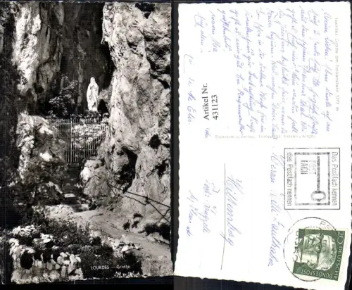 431123,Foto Ak Lourdes-Grotte a. Falkenstein Höhle Grotte Heiligenfigur Religion