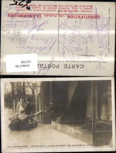 165384,Inondations Janvier 1910 Le Ravitailllement des Sinistres a Argenteuil Hochwasser Überschwemmung Boot Personen B