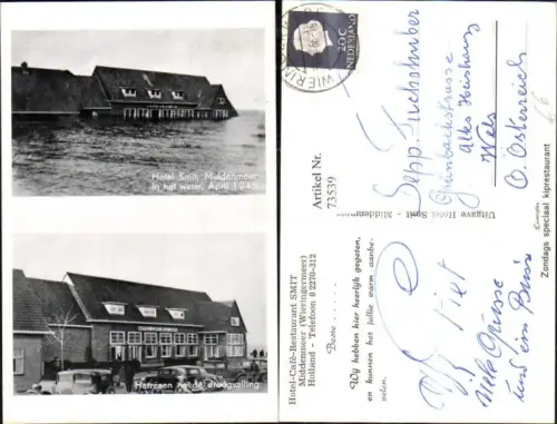 73539,Stereokarte Middenmeer Wieringermeer Hotel Smit Herrezen n de droogvalling Hochwasser