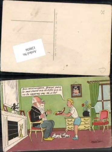 128036,Jean de Preissac Juxkarte Hunde Kind Opa Pfeife