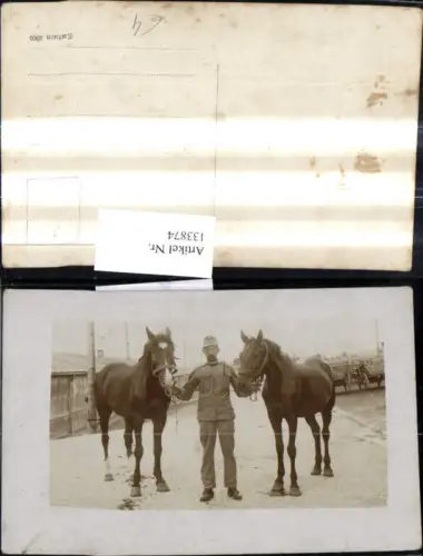 133874,Foto Ak Soldat m. Pferden Tiere