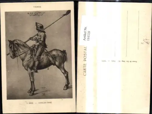 184320,Künstler Ak A. Dürer Cavalier Arme Pferd Reiter Ritter Rüstung
