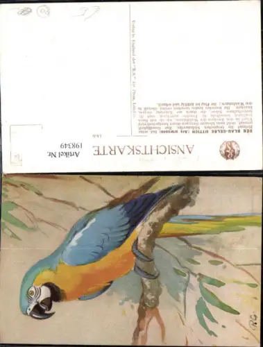 198349,Tier Vogel Blau Gelbe Sittich Ara ararauna a. Zweig
