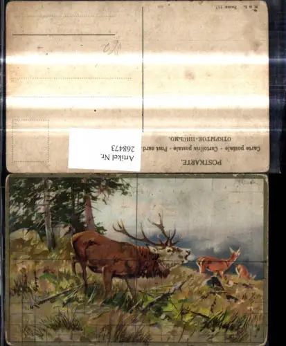 268473,Künstler Ak Röhrender Hirsch Wild Rehe Jagd