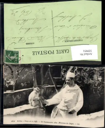 329951,Blida Gorges de la Chiffa Affe m. Mann Volkstyp Algerien