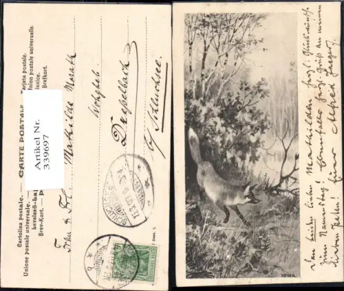 339697,Künstler Ak Heyer Fuchs Tiere Landschaft Jagd