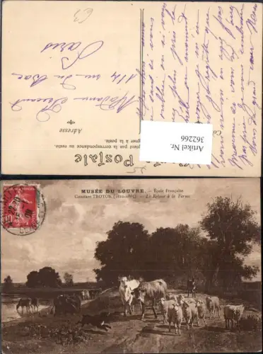 362266,Künstler Ak Constant Troyon Le Retour a la Ferme Rinder Schafe Hund Tiere
