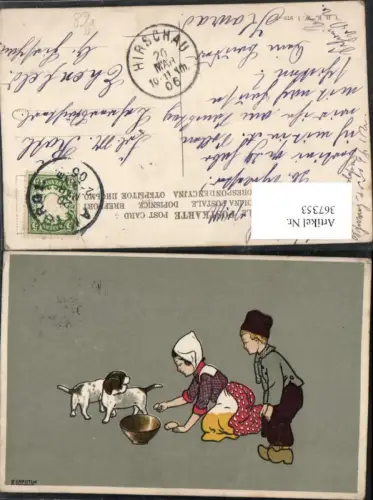 367353,Künstler AK R. Caputis Tiere Hunde Jack Russell Terrier Holländische Kinder pub B.K.W.I. 979