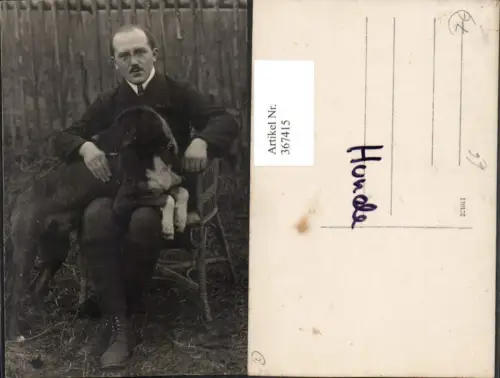 367415,Foto AK Mann m. Brille Tier Hund