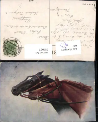389077,Künstler Ak Tiere Pferd Pferde Köpfe Protrait