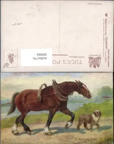 389084,Künstler Ak N. Drummond A Willing Slave Tiere Pferd m. Hund pub Raphael Tuck and Sons 9561
